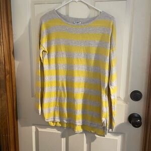 Old Navy Gray and Yellow Striped Knit Top